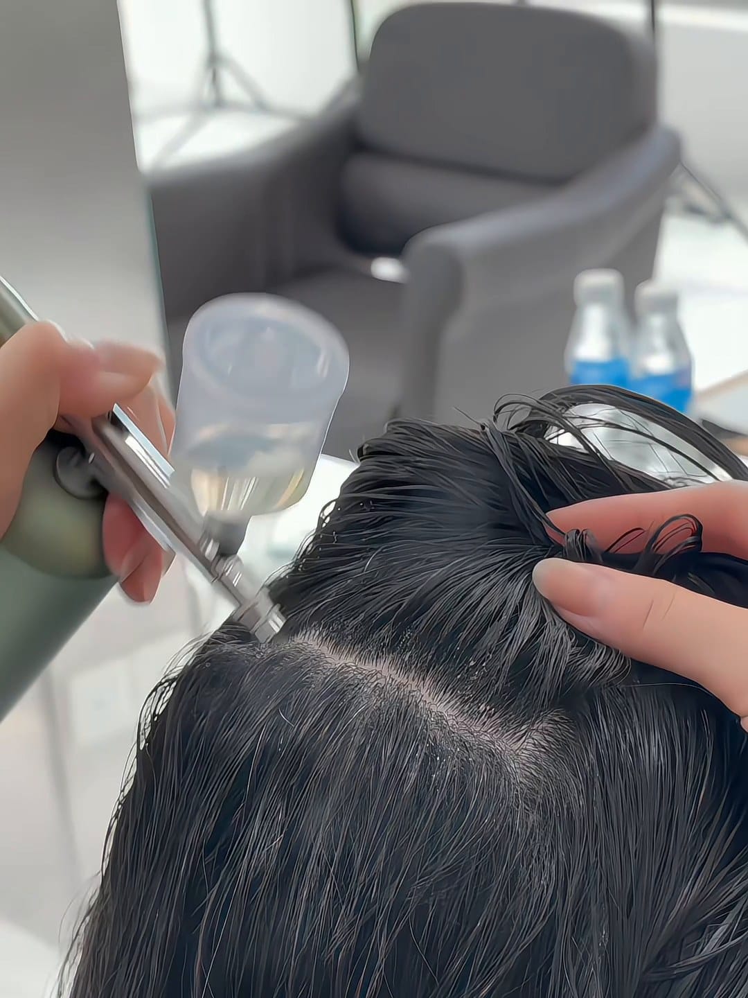 Scalp treatment, scalp close-up, before